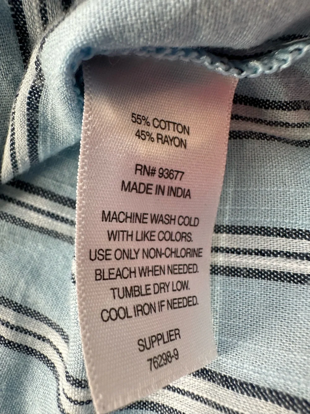 St. John's Bay Blue Striped Tie-Neck Tunic - Picture 6 of 6